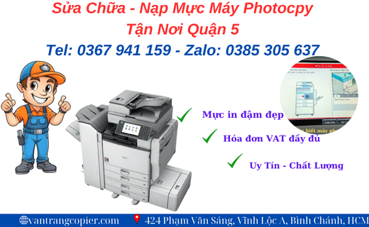 Nạp mực máy photocopy tận nơi quận 5